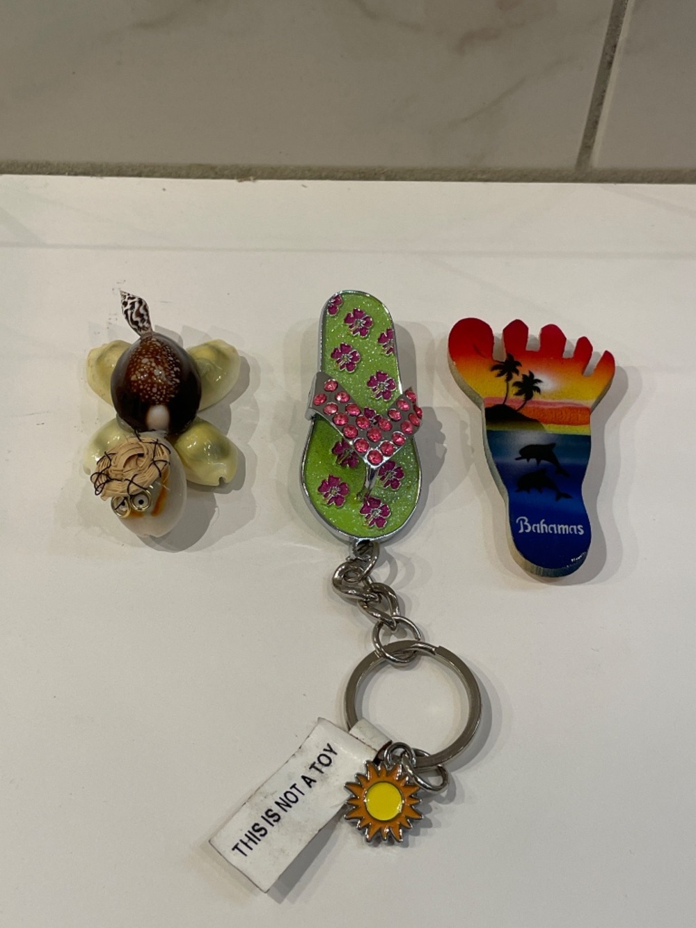 Pensacola Keychain Travel Beach Souvenir Flip Flop, Bahamas Magnet, Shell Turtle